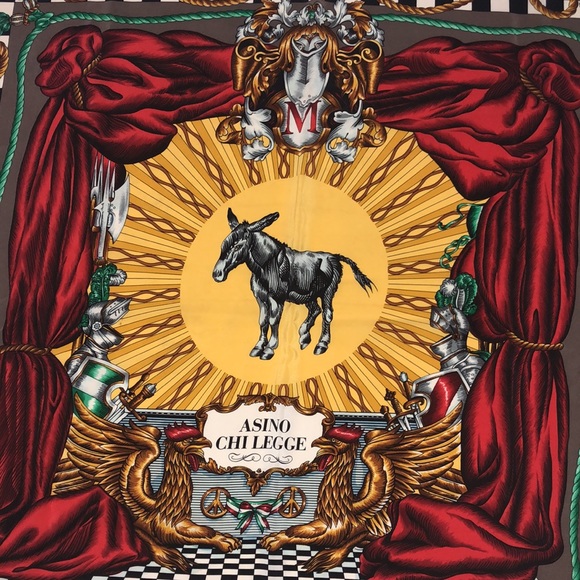 Asino Chi Legge silk square scarf 33”x33” - Picture 3 of 7